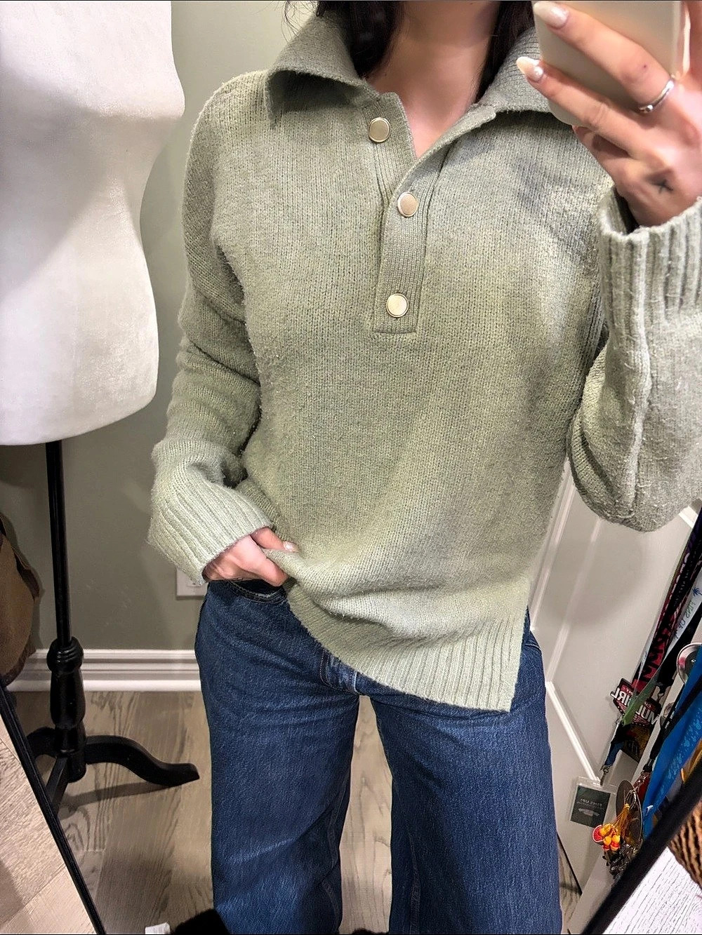 Abercrombie & Fitch Collared Pullover Sweater in Green Size XS Like New